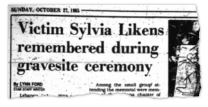 Sylvia Gravesite Ceremony Newspaper Clipping